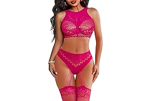 Women's Sexy Mesh Lingerie: Alluring Two-Piece Stripper Outfit
