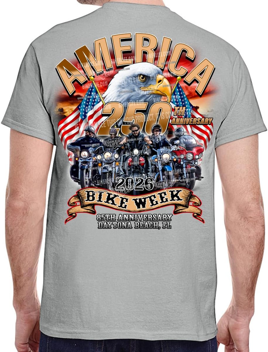 Biker Life Clothing T-Shirt 2026 Bike Week Daytona Beach America Strong