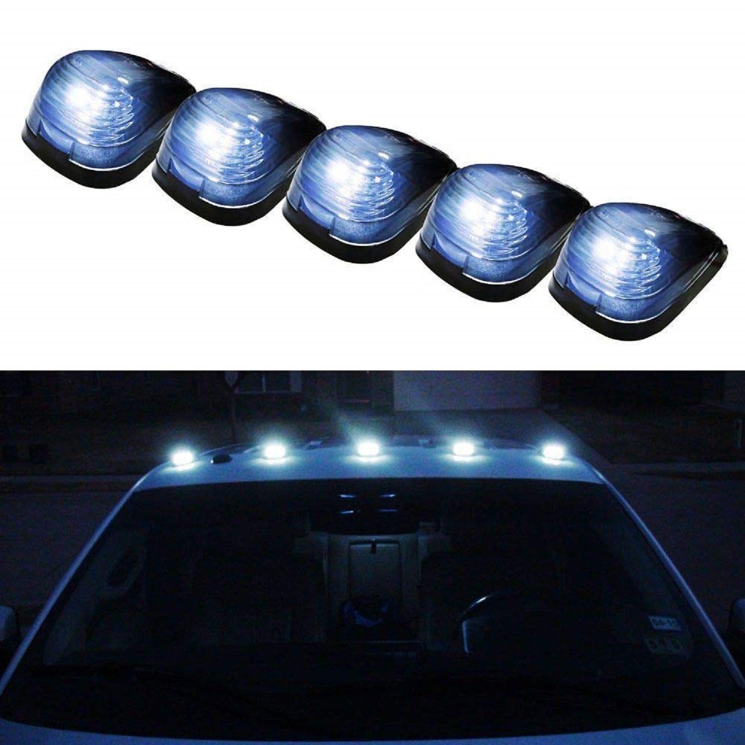 5 x 12 LEDs, bernsteinfarbene LED-Kabinenmarkierungsleuchten, für Ford Dodge Truck SUV Pickup