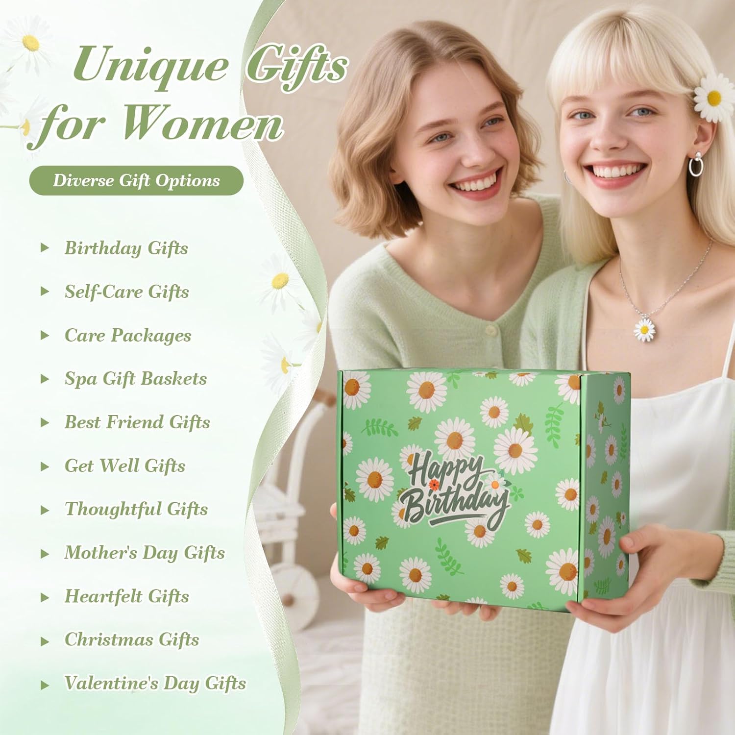 Daisy Birthday Gifts for Women Self Care Gifts Spa Gift Baskets for Women, Happy Birthday Gift Box for Mom Daughter Sister Girlfriend Best Friend,Thinking of You Get Well Gift for Her - Image 8