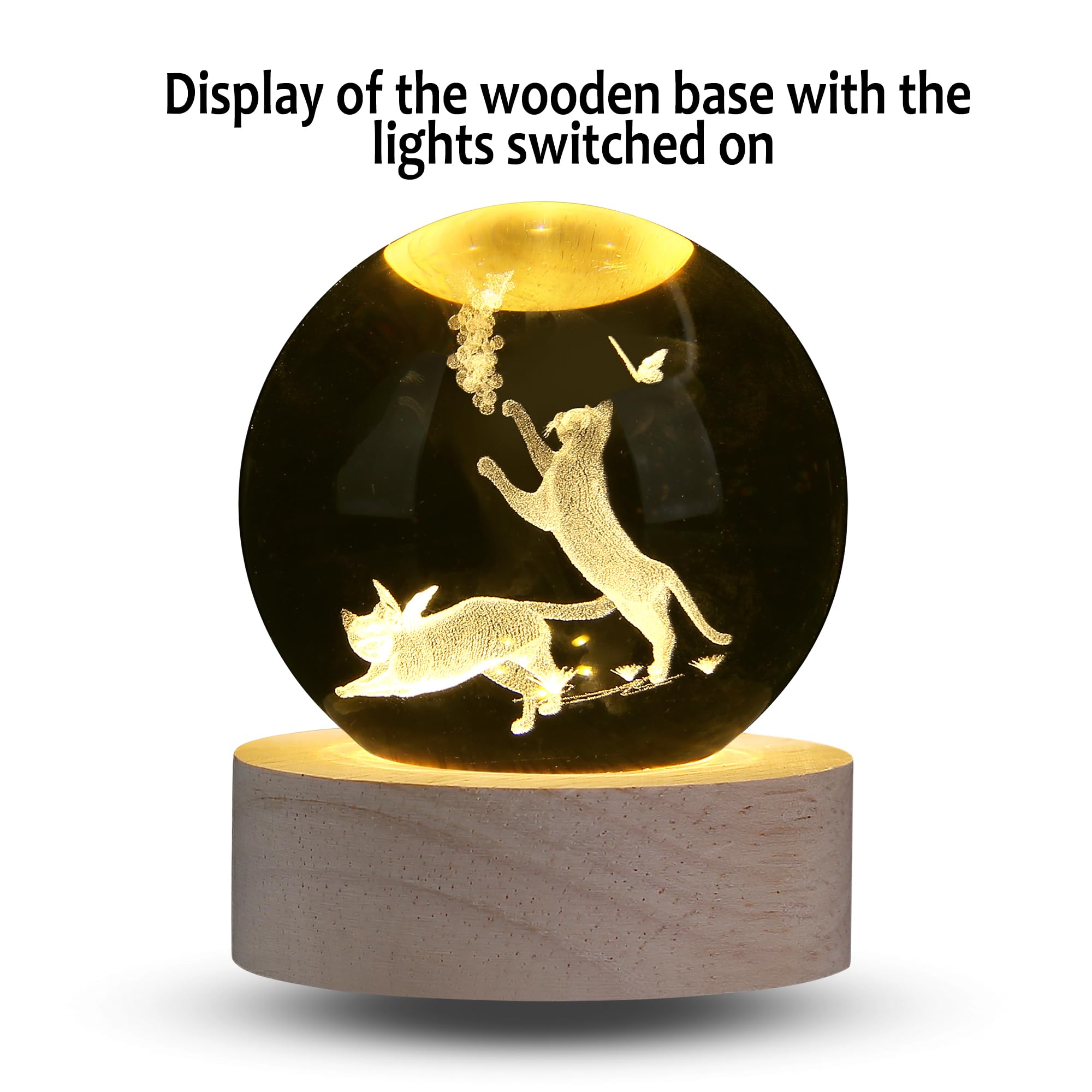 XIANNVXI 3D 60mm Cat Presents Crystal Ball Ornament Paperweight Cat Lover Gifts for Women Memorial Gifts Cute Bedroom Decor Decoration for Bedroom Cute Things - Image 4