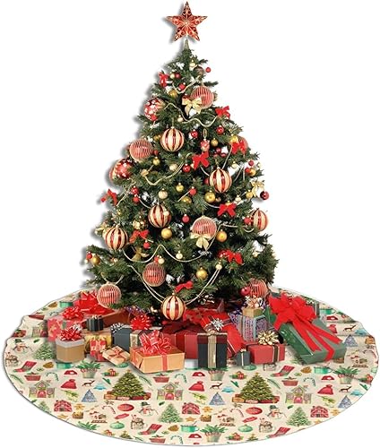 Vista 20 de Cute Gingerbread Candy Christmas Tree Skirt 30 Inches Pink Santa Tree Skirts Farmhouse Xmas Tree Mat Ornaments Decorations