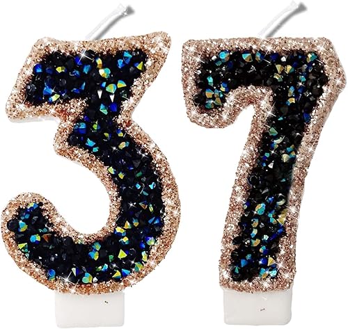 Miniatura 183 de Velas de números con purpurina de oro rosa de 2.8 pulgadas, muchos colores, regalos de cumpleaños de 22 años, velas de cumpleaños, velas de números