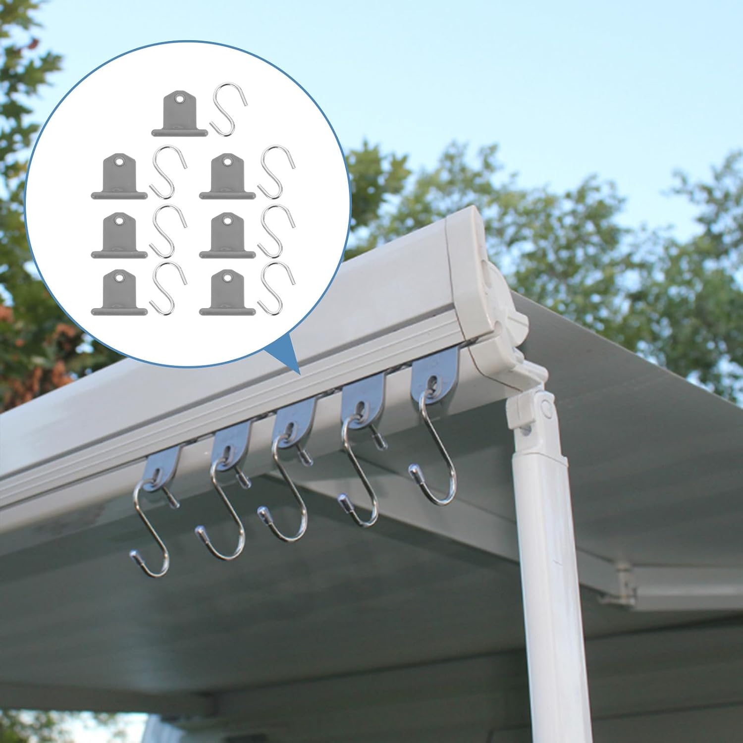 YARNOW 7pcs Rv Awning Hooks Pp Material Portable Awning Hanger Set for Outdoor Camping and Motorhome Accessories