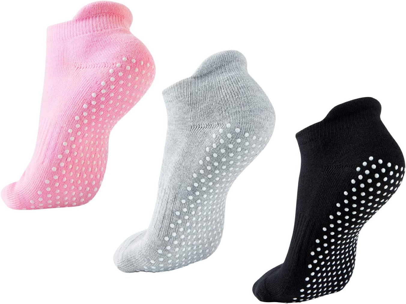 Grip Non Skid Anti Slip Socks for Women and Men,3 Pairs Unisex Socks for Yoga Home Workout Barre Pilates Pregnancy