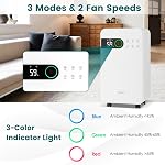 COSTWAY 2500 Sq. Ft Dehumidifiers for Basements, 32 Pints Dehumidifier with Sleep Mode, 24H Timer, 3-Color LED Indicator Light & Child Safety Lock