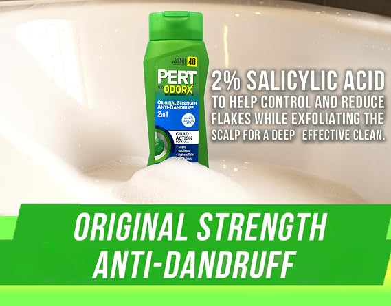 Pert Anti-Dandruff 2 in 1 Shampoo and Conditioner - Advanced Shampoo Conditioner with 2 Percent Salicylic Acid - Dandruff Shampoo with Zinc - 13.5 oz