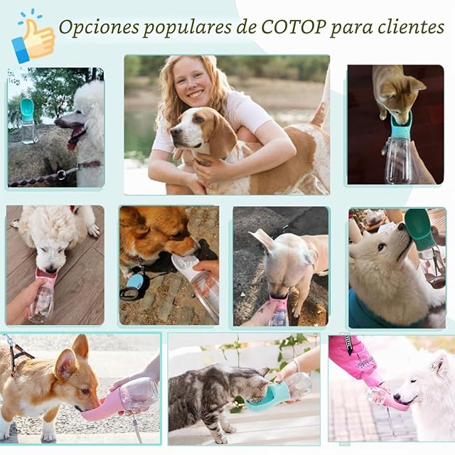 Foto 6 de 6 de COTOP Botella para Perros, 350ml dispensador de Agua Antibacteriano para Mascotas