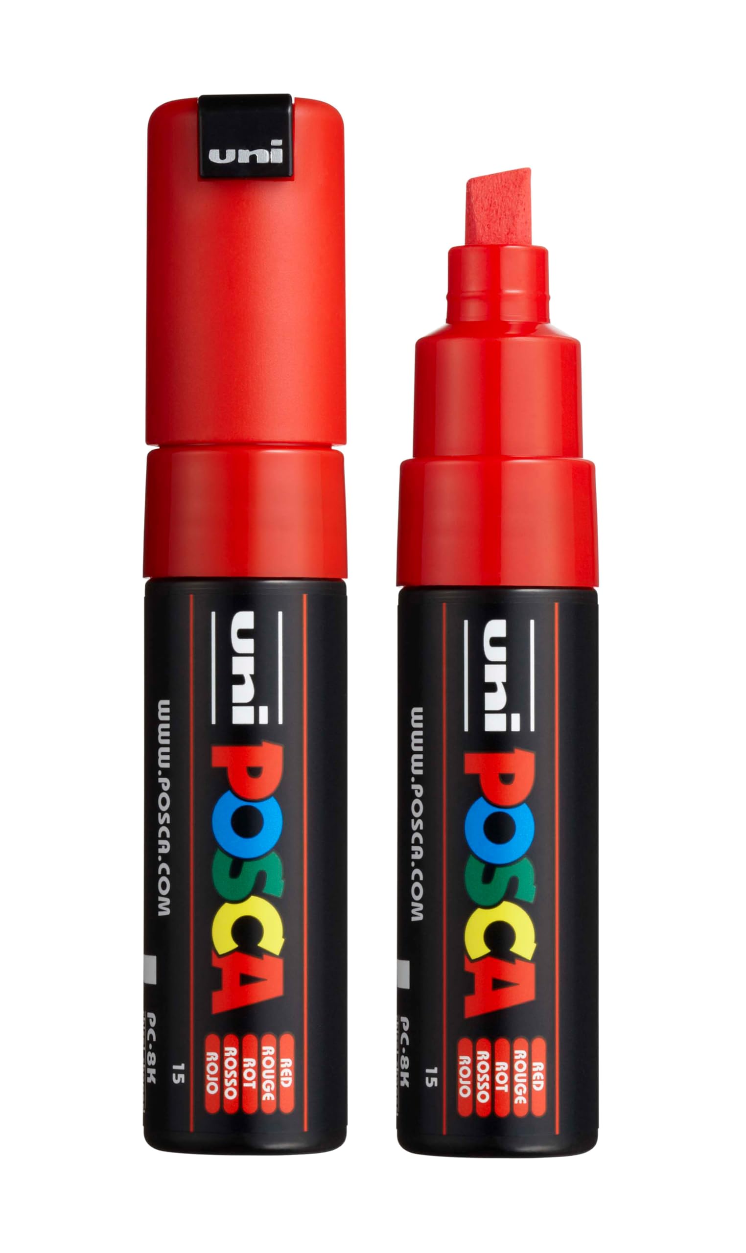 uni PC-8K Water-Based Paint Markers, Broad Tip (8mm), Red, 2 Count