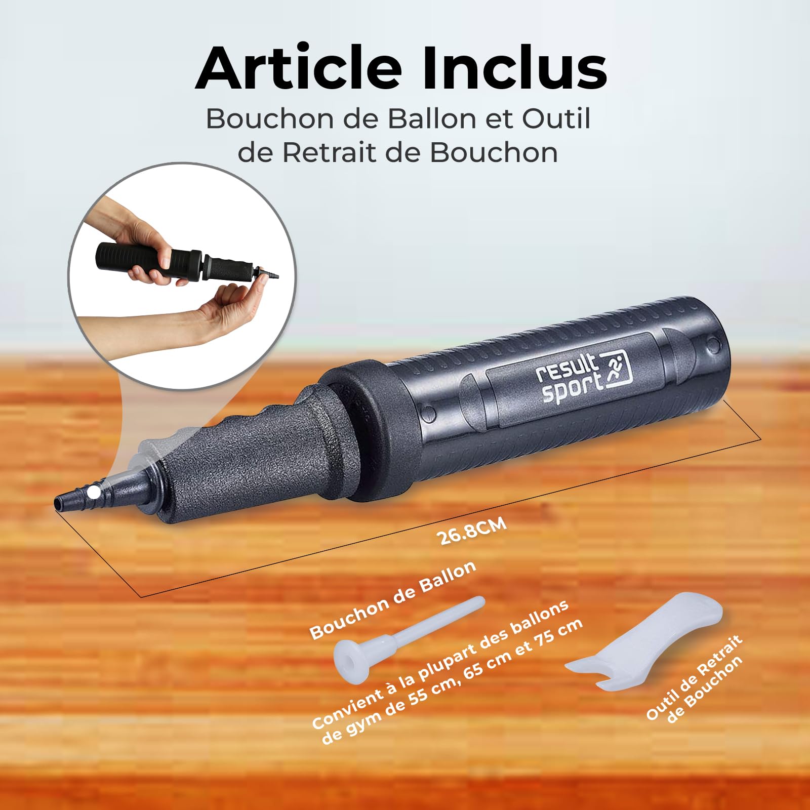 ResultSport Gonfleur Ballon pompe, à double action pompe, ballon de gym fitness ballon suisse gymball - 4