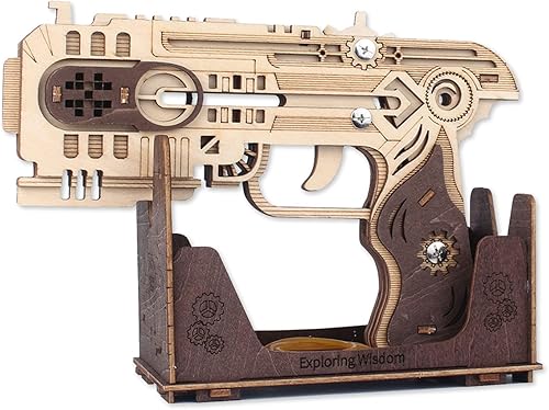 Miniatura 3 de Rompecabezas de madera 3D, pistola de banda de goma, pistola de juguete de madera, kits de modelos mecánicos para construir, bricolaje