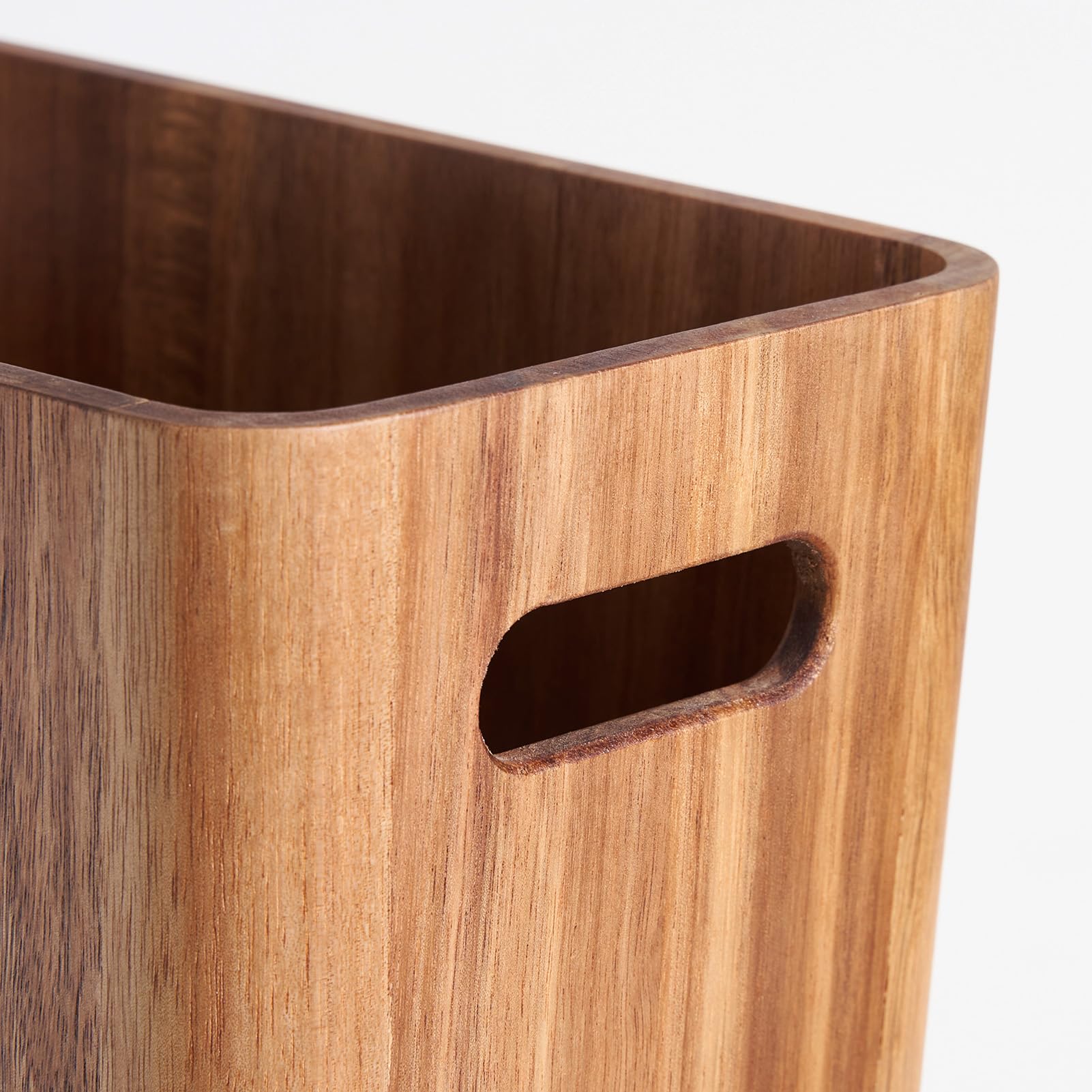 3 Gallons Wooden Wastebaskets, Solid Acacia Wood Waste Basket with