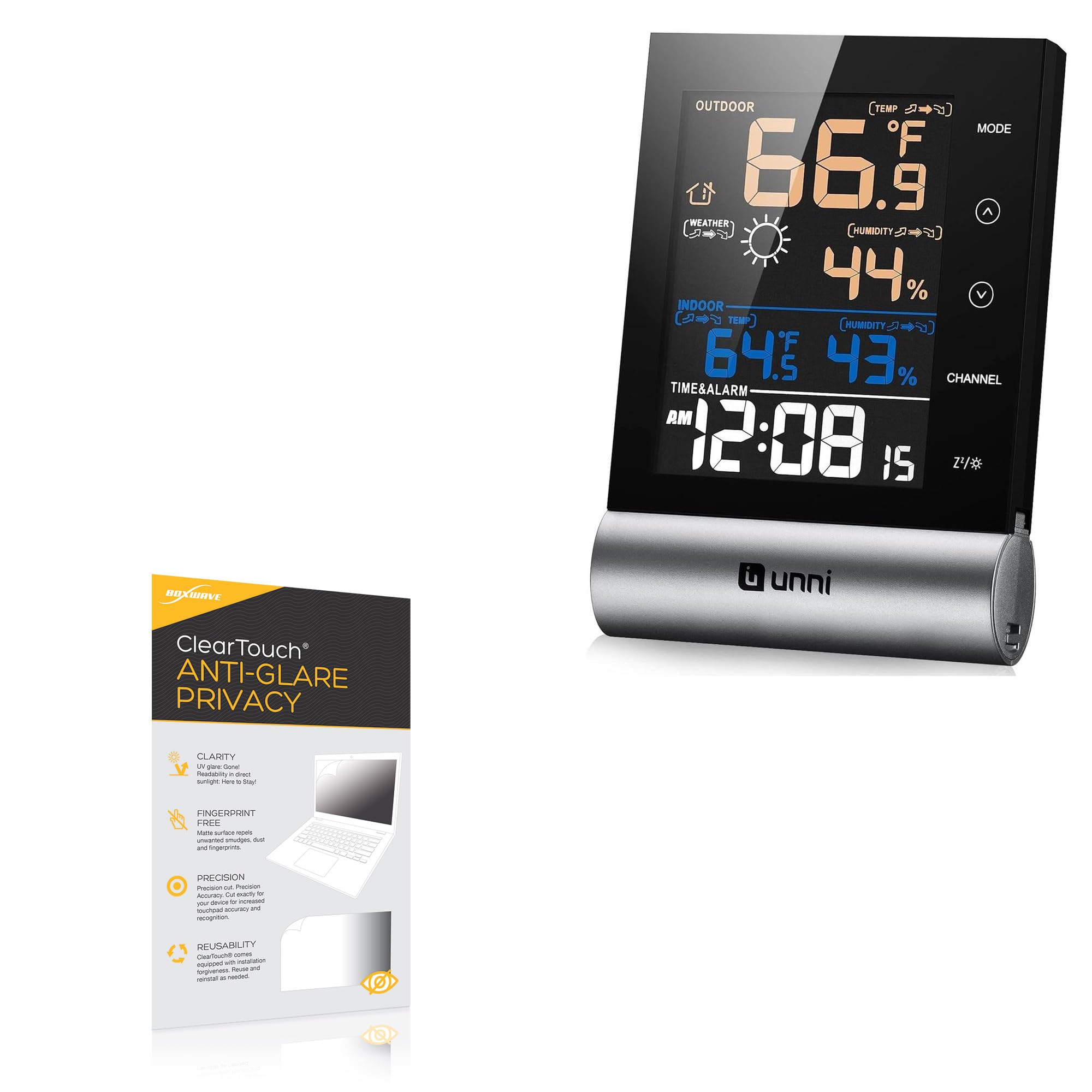 BoxWave Screen Protector Compatible with U Unni Indoor Outdoor Thermometer (0583) - ClearTouch Anti-Glare Privacy (2-Pack), Privacy Screen Protector Flexible Film Anti-Glare