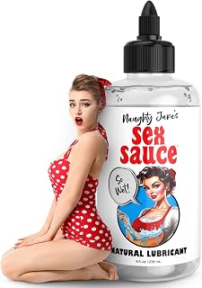 Naughty Jane's Sex Sauce Natural Lubricant for Beginners, Men, Women, & Couples. Multi-Use Lubricant and Toy Compatible. Easy to Clean, Body-Safe and Unscented. 1 Piece, Clear - 8oz.