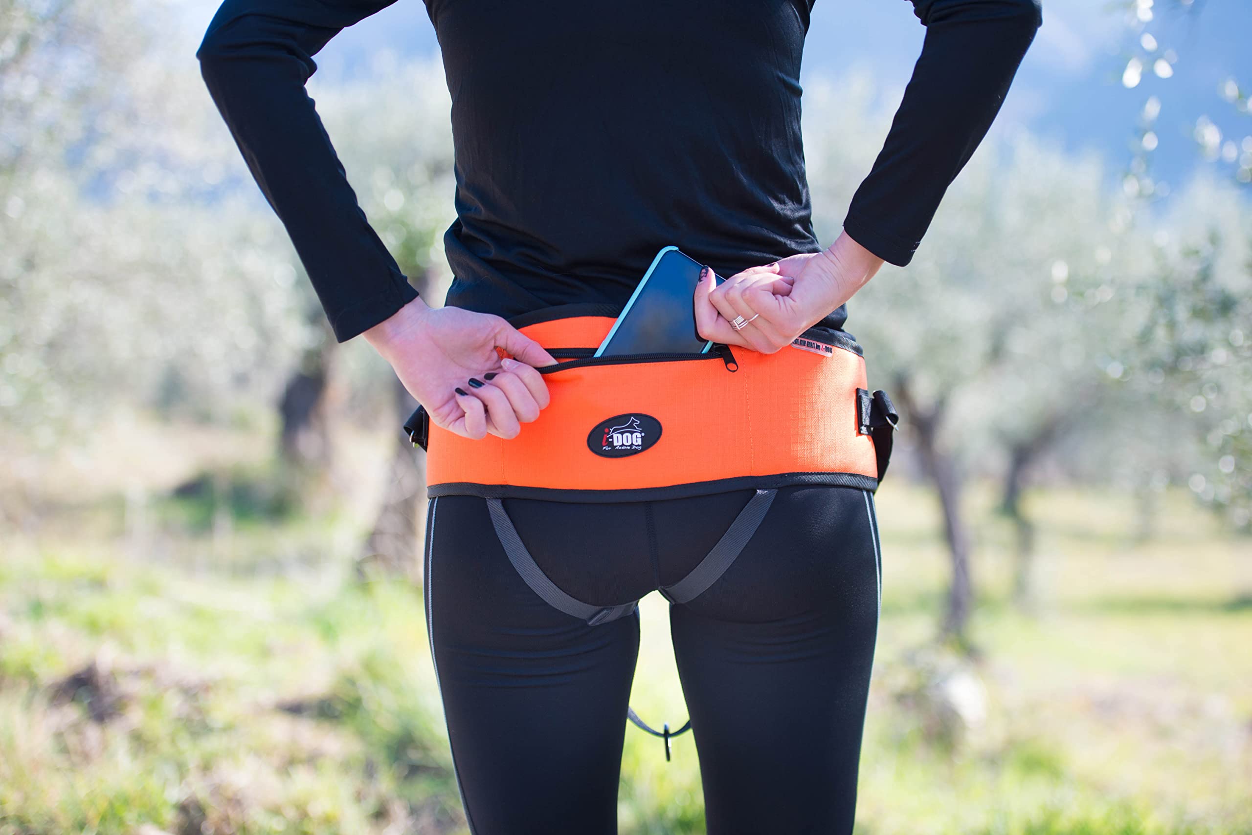 Baudrier Ceinture I-dog Cani Cross Rando Jogging Trail Marche Orange
