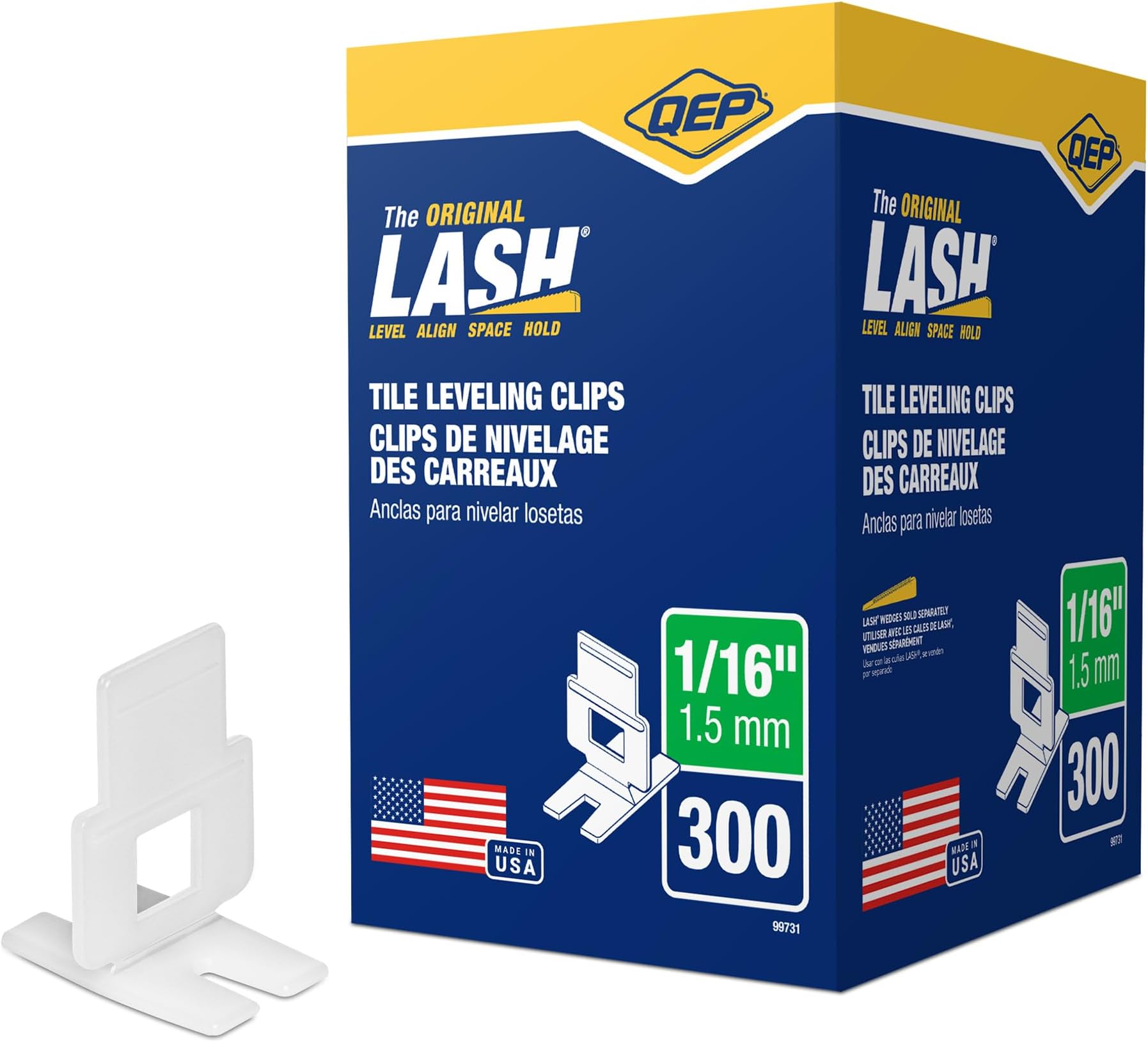 QEP LASH Tile Leveling System, Part A, Clips for 1/16" Grout (300 Pack), White