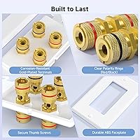 Vista 5 de Cable Matters Paquete de 2 placas de pared de alambre para altavoces, placa de pared de altavoz chapada en oro con enchufe tipo plátano para 2