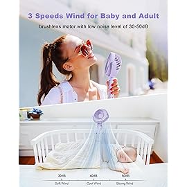 Coohea Stroller Fan Clip on for Baby, 4000mAh Rechargeable Battery Operated, Flexible Tripod, 3 Wind Speed, 360 Rotatable, Small Portable Fan for Car Seat Crib Backseat Beach Travel Camping, Purple