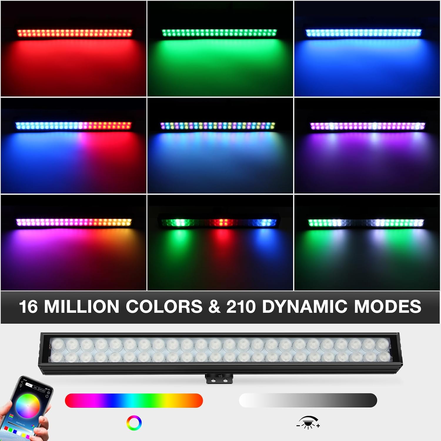 LED Light Bars 4Pack: 16 Inch 36W RGB Color Changing Effect Lighting - APP & Remote Group Control - Music Sync & Dynamic Modes - DJ Party Lights for Stage Backdrop Events Bar