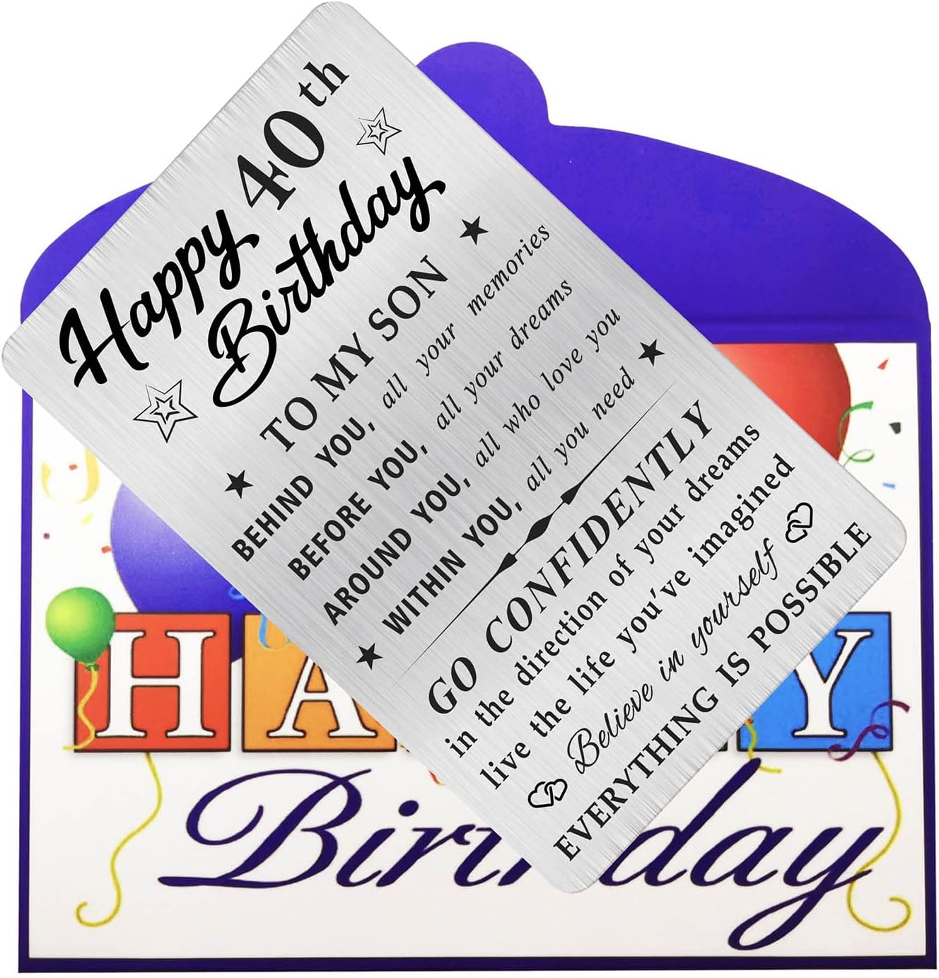MOQIYXL 40th Birthday Card for Son, 40 Year Old Gifts for Son Engraved Wallet Card - Image 5