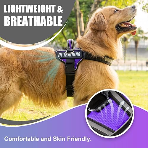 Miniatura 3 de Arnés reflectante para perro, arnés antideslizante sin tirones para perro con 8 parches para perros, arnés ajustable en servicio de entrenamiento