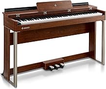 GLARRY Digitaal pianotoetsenbord met standaard, draagbare 88 toetsen, semi-gewogen elektrische piano met pedaal voor beginners, Bluetooth, drievoudige pedalen, voeding, 2 luidsprekers (wit, compact