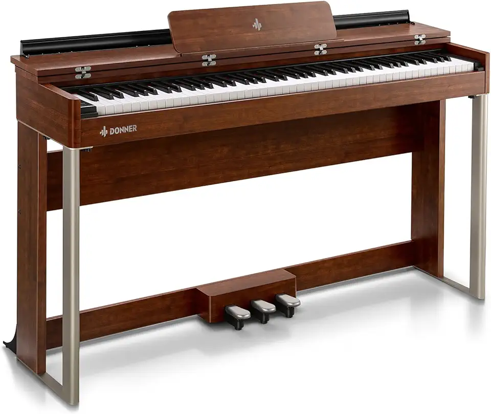 Donner Piano Digital Com Teclado De Ação De Martelo Com Classificação Dinâmica De 88 Teclas, Piano Digital Vertical Ddp-200 Para Profissional Com Tela Lcd / 5 Reverberações/Bt Midi/Três Pedais