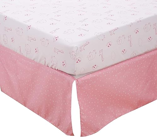 Miniatura 4 de Brandream Juego de ropa de cama de bebé rosa y blanco para cuna, juego de edredón familiar de elefante, 3 piezas