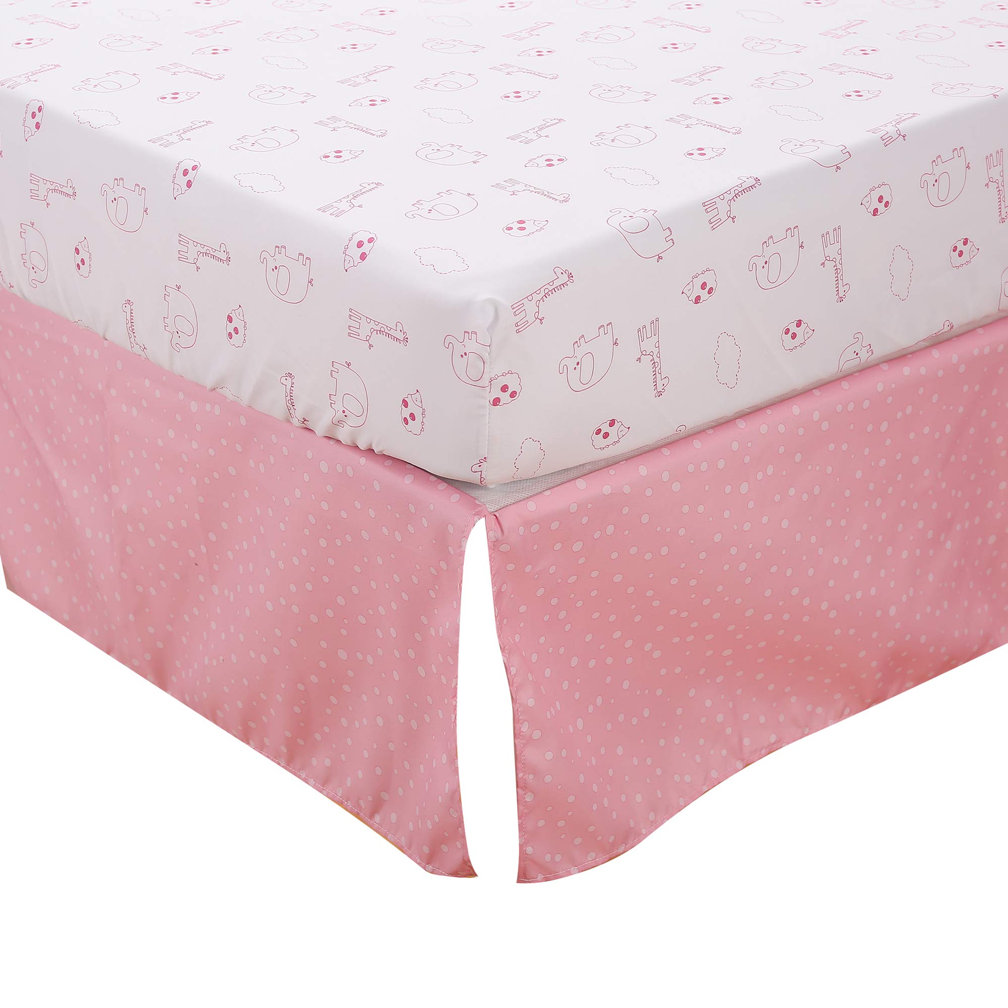 Brandream - Juego de cama para cuna de bebé para niña, diseño de animales de la selva con edredón, sábana bajera ajustable, falda de pañales, estampado de pájaro, jirafa de elefante, 4 piezas