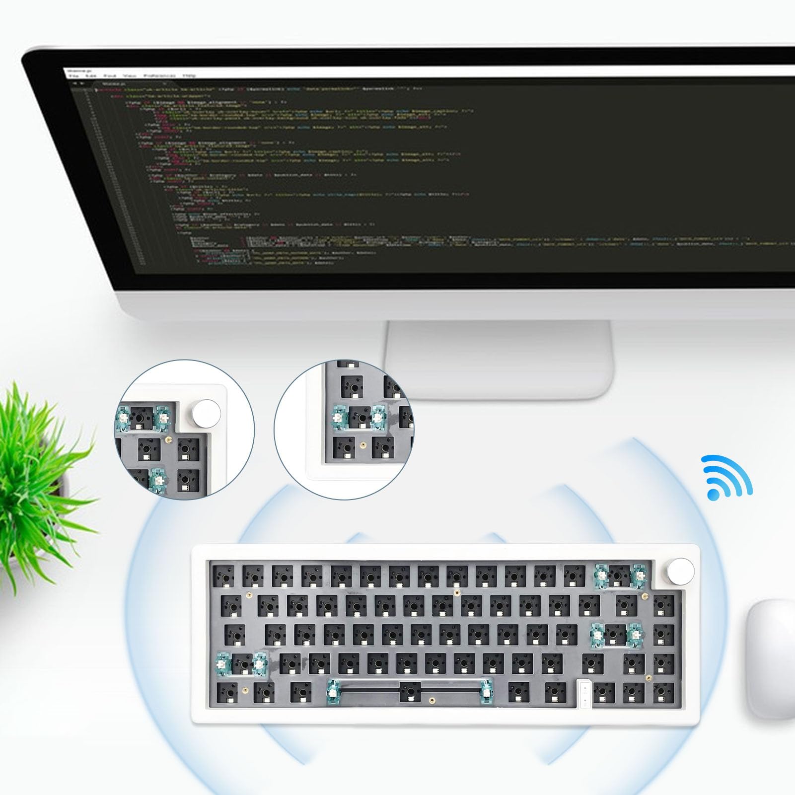 Tastiere meccaniche senza fili, tastiera senza fili per desktop portatile | tastiera meccanica RGB senza fili Abs Gmk67, tastiera da meccanica senza fili regolabile per ufficio e casa