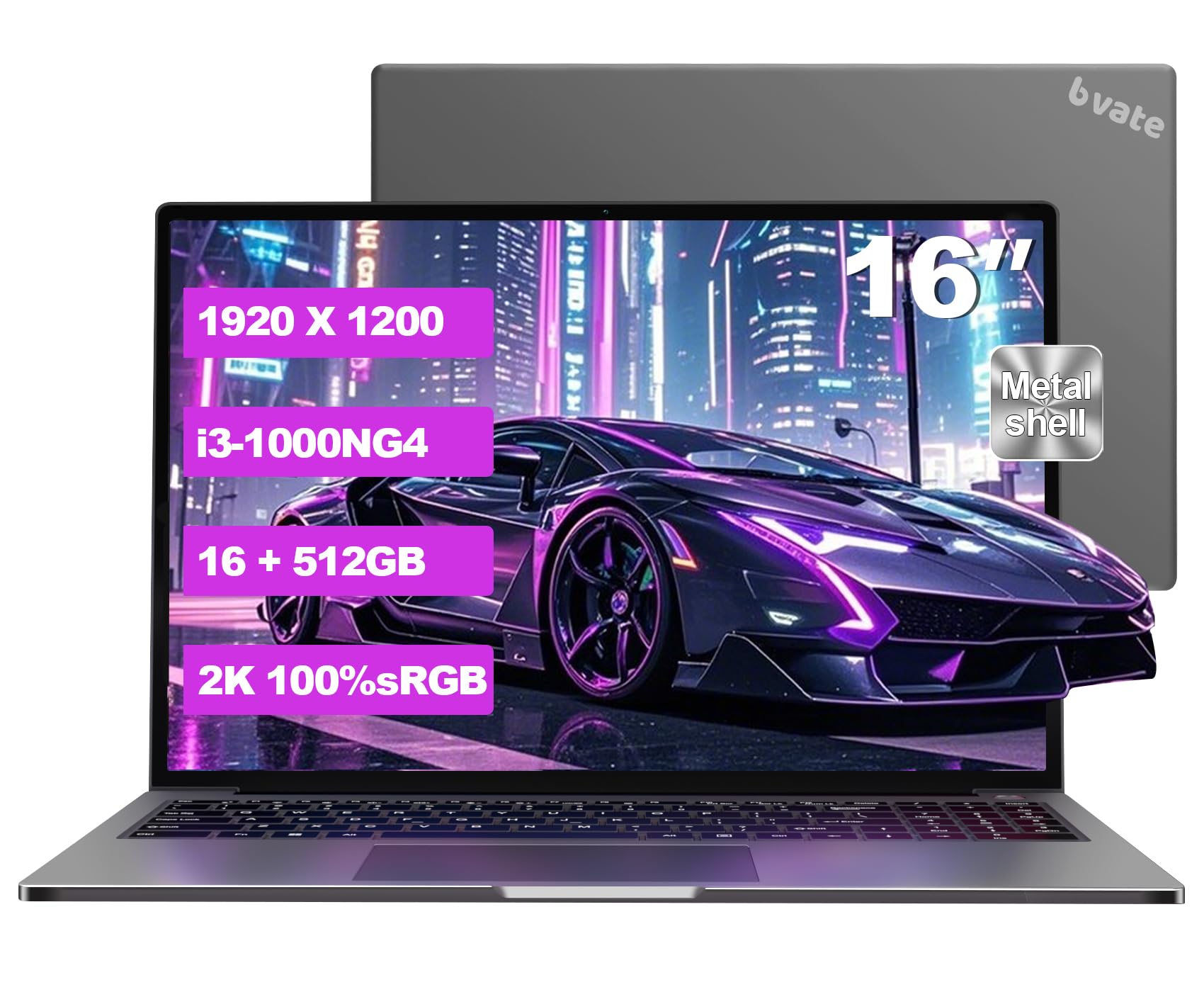 PC Portatile Gaming 16" Core i3 16GB RAM SSD Espandibile Argento Grigio | Schermo IPS 1920×1200 FHD+, CPU fino a 3,2GHz, 5G WiFi, Mouse e adesivi tastiera italiana inclusi