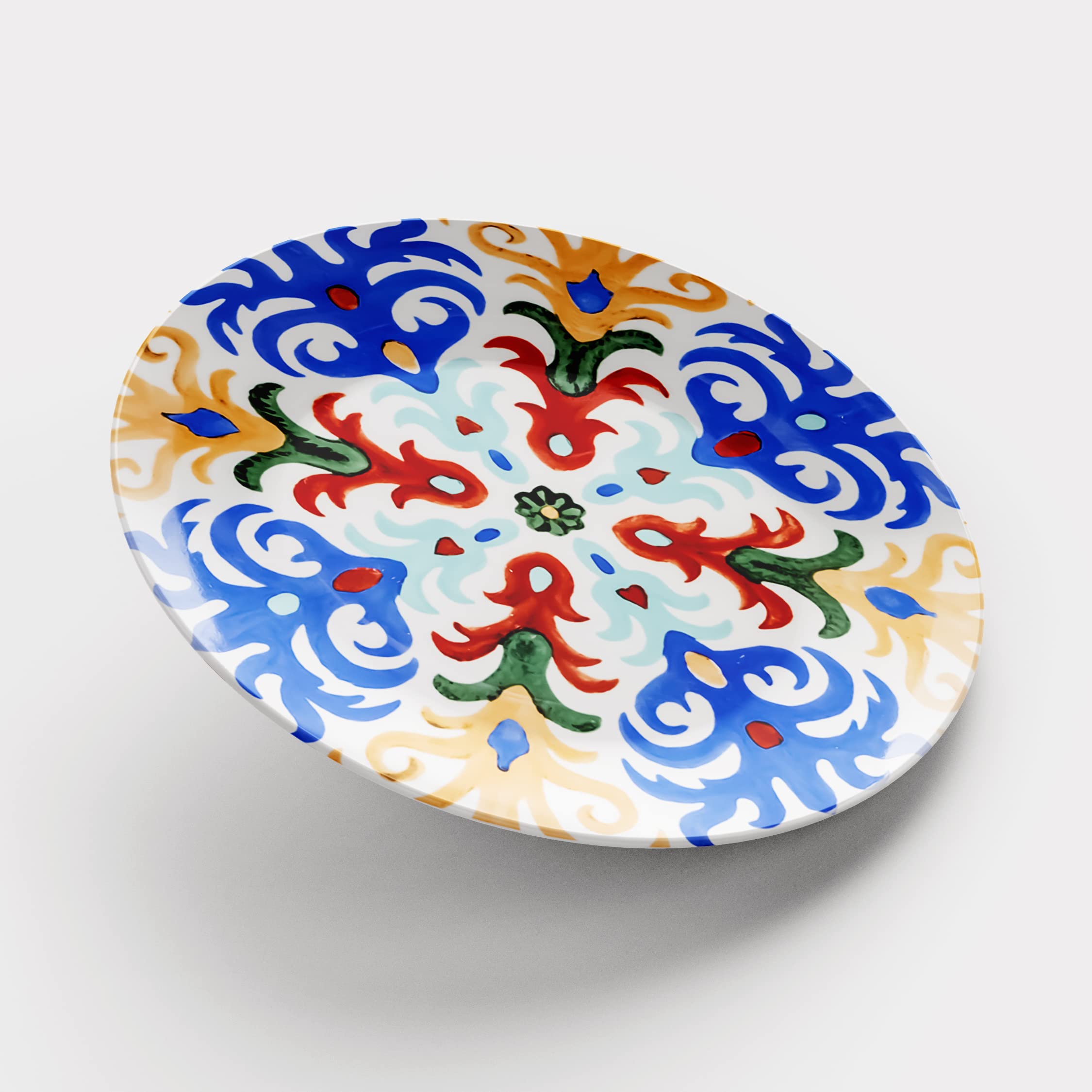 Baroni Home Juego de 18 Platos de porcelana y gres, Vajilla para 6 personas, Set Completo, Conjunto de Platos planos, hondos y platillos para postre, Fantasía Sorrento