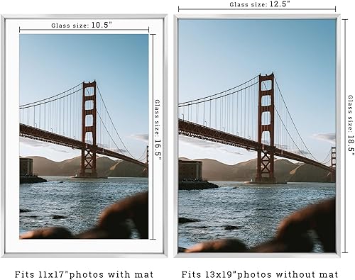 Vista 251 de Frametory - Colección de marcos de metal para fotos, marco de aluminio para fotos con alfombrilla de color marfil y cristal real Dorado