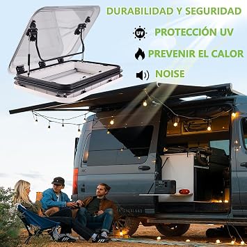 RV Skylight with Insect Net and Sunshade, Van Roof Vent for Caravan, Camper Van, 700x500mm, Compatible with Body Thickness 25-60mm