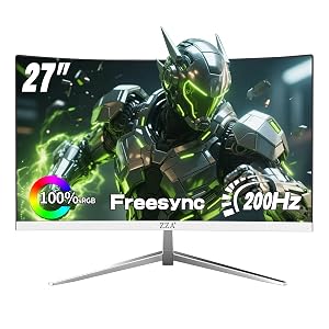 ZZA 27 Curved Gaming Monitor Full HD 1920x1080P VA Panel 1800R Computer Monitor 200HZ CP Screen 100 sRGB
