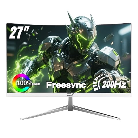 ZZA 27 Curved Gaming Monitor Full HD 1920x1080P VA Panel 1800R Computer Monitor 200HZ CP Screen 100 sRGB