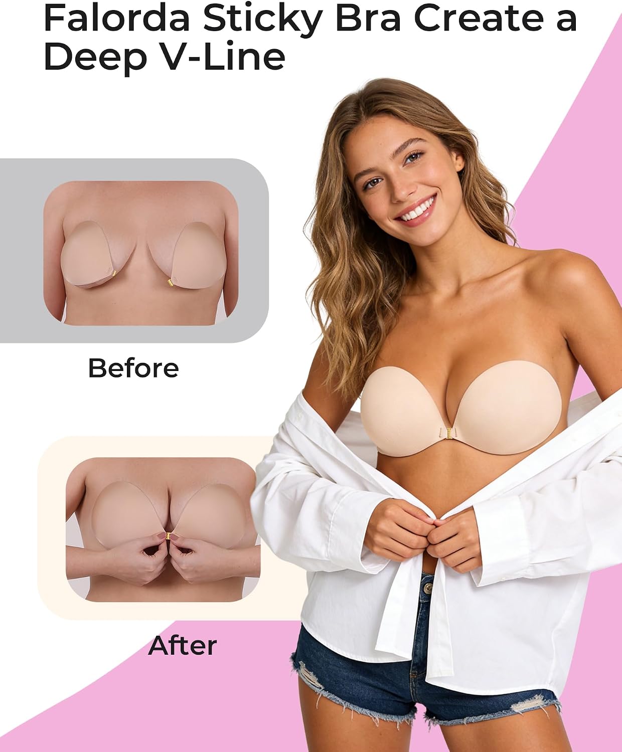 Backless Strapless Bra Adhesive Sticky Invisible Bra Reusable Soft Breathable Wireless Gift for Low Back Dresses