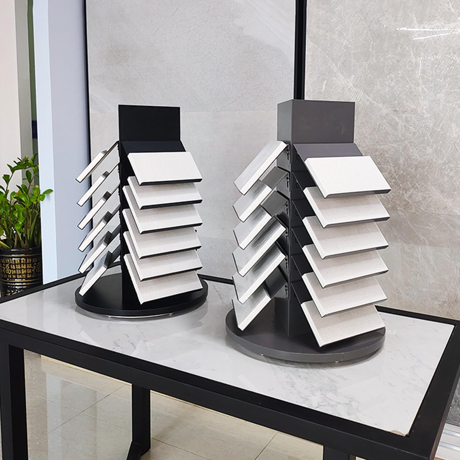 MESCXTY Rotatable Metal Flooring Sample Board Rack,Floor Holder,Easy to Assemble,for Exhibition Halls, Retail Stores