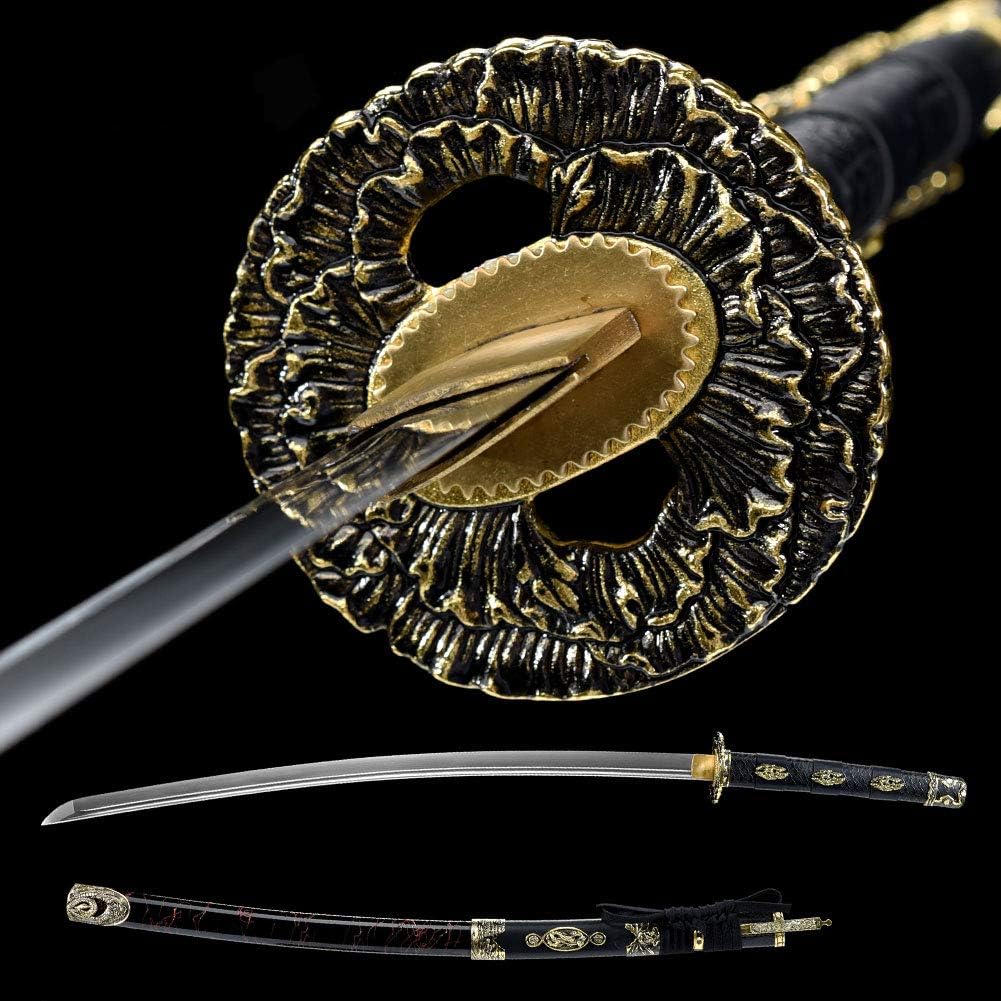 YONG XIN SWORD-Samurai Katana Sword, Japanese Handmade, Practical, high Manganese Steel, Tempered/Clay Tempered, Full Tang, Sharp, Scabbard