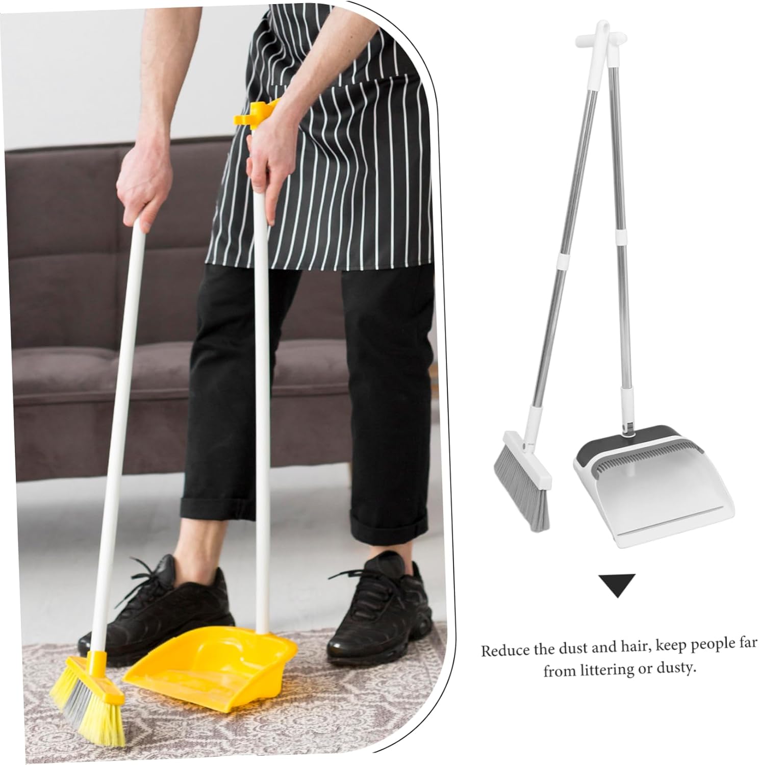 1set Handle Dustpan and Broom Set Household Cleaning Tool Kit for Soft Bristles for Efficient Floor Cleaning and Trash Collection and Convenient Design