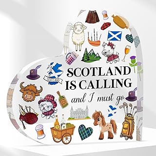 Scotland Souvenirs, Scotland Themed Gifts 4X4 Inch Acrylic Scottish Plaque Bedroom Dining Room Scottish Theme Decor