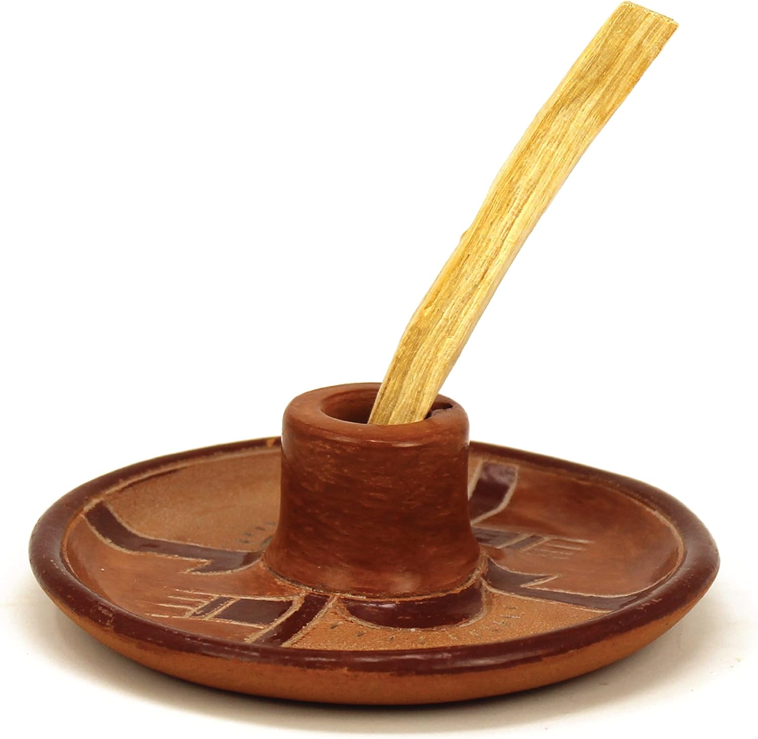 PALOSANTO - Palo Santo Holder - Lliptas Plate - 1 Palo Santo Stick Included - Handcrafted in Ecuador - Incense Holder in Terracotta - Ideal Support for Natural Incense Sticks