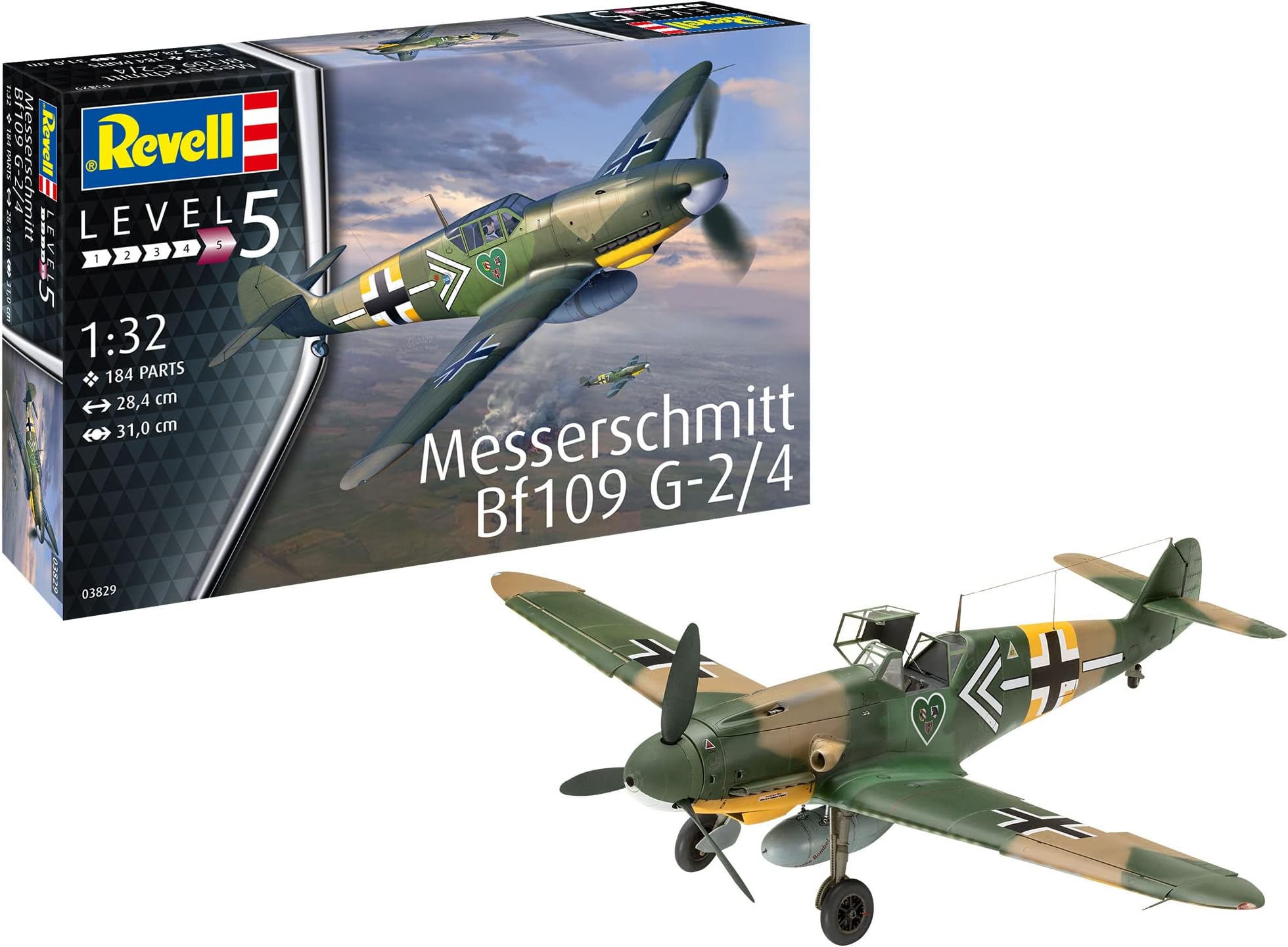 Revell 03829 Messerschmitt Bf109G-2/4 1:32 Scale Unbuilt/Unpainted Plastic Model Kit