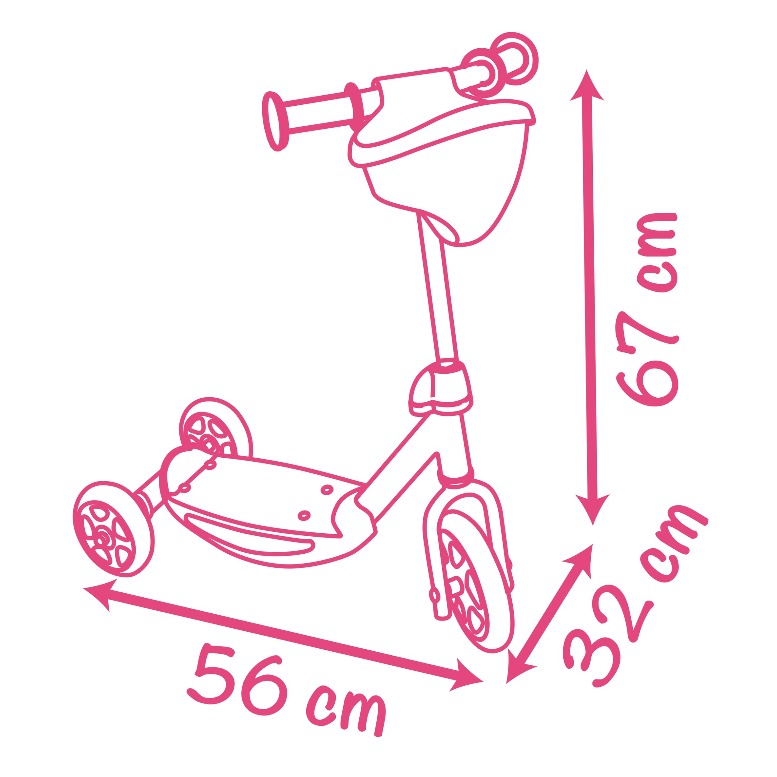 Smoby - Patinete Corolle para niños - 3 Ruedas - Manillar Regulable en Altura - Asiento de muñeca - Superficie Antideslizante - Construcción Estable - A Partir de 3 años