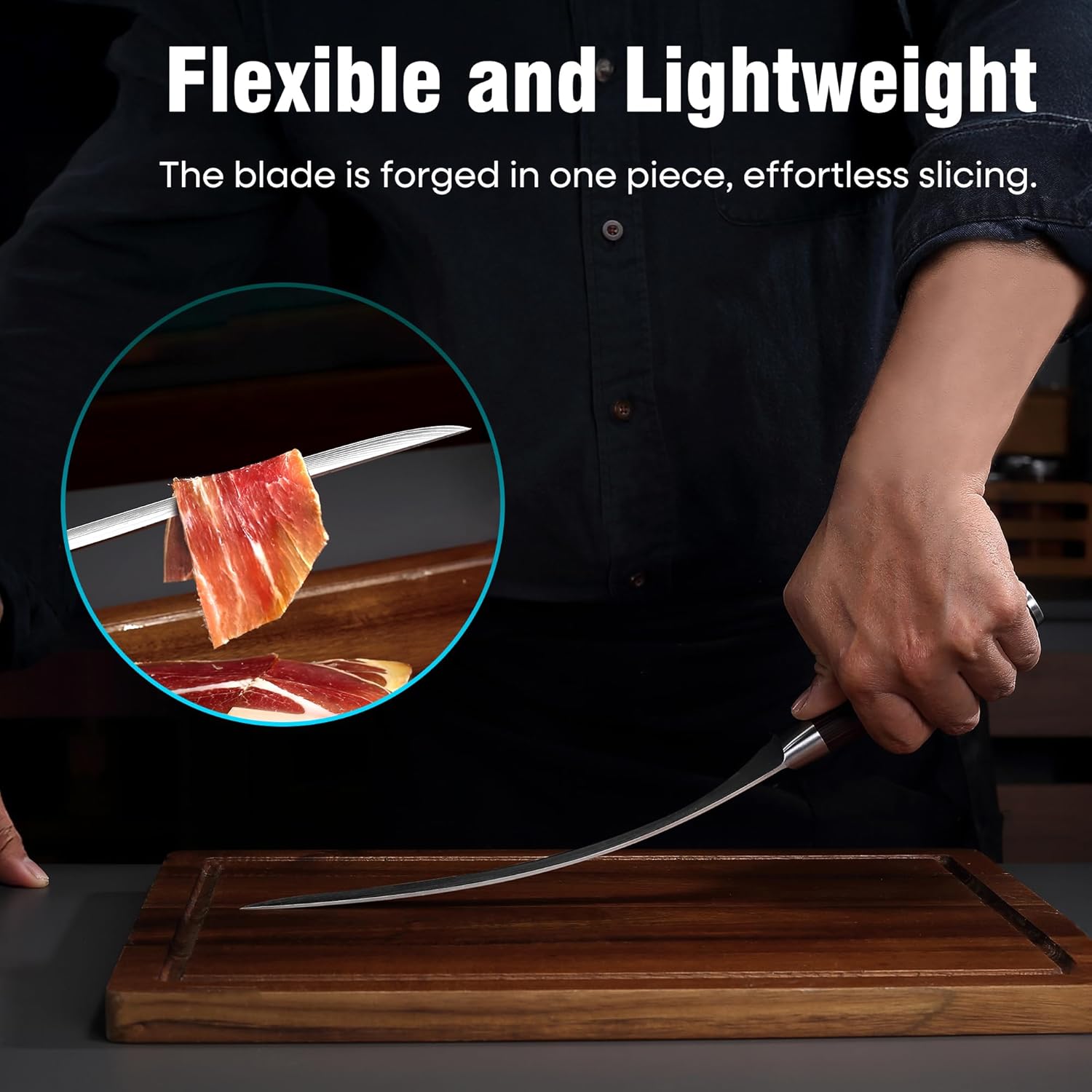 PAUDIN 10 Inch Ham Slicing Knife, Professional Carving Knife for Spanish Meat, High Carbon Stainless Steel, Ergonomic Pakkawood Handle with Sheath, Ultra Sharp Blade for Prosciutto/Jamon, Gift Box