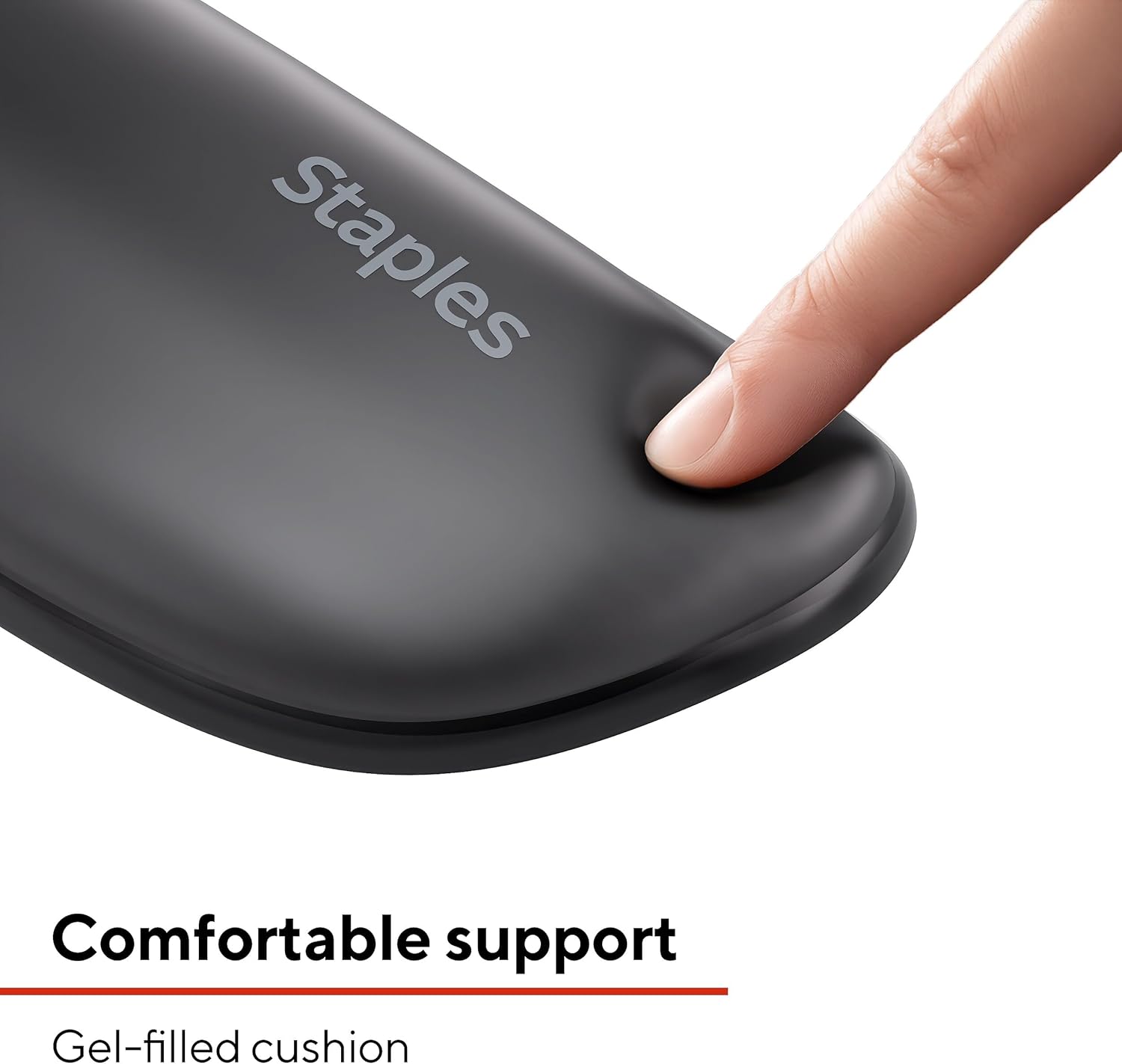STAPLES Gel Keyboard Wrist Rest, Ergonomic Non‑Slip Wrist Support Cushion for Comfortable Typing, Durable Gel‑Filled Design, Black Crystal