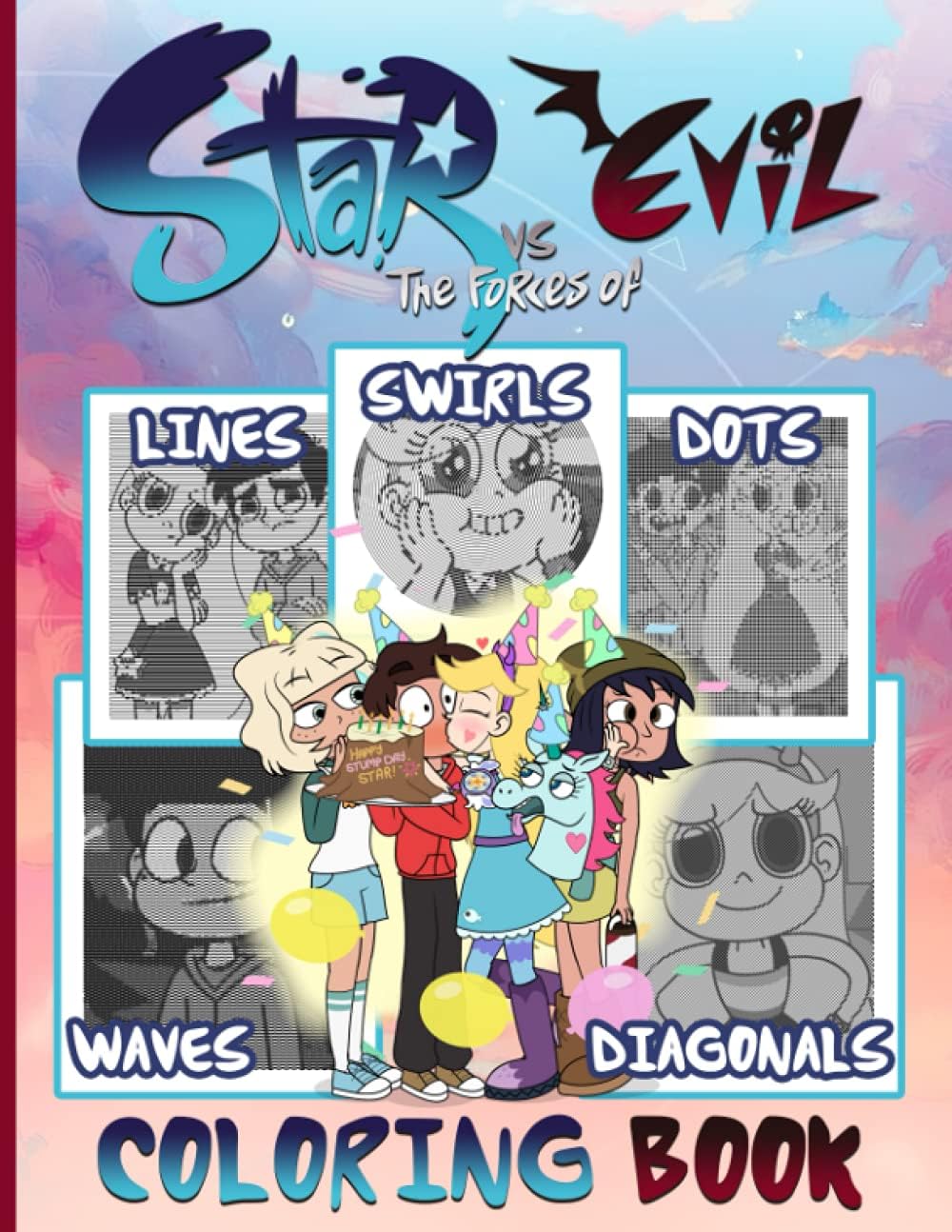 Star Vs The Forces Of Evil Swirls Waves Lines Dots Diagonals Coloring Book: Amazing Star Vs The Forces Of Evil Spirograph Styles Colouring Books For Adult Colouring Page