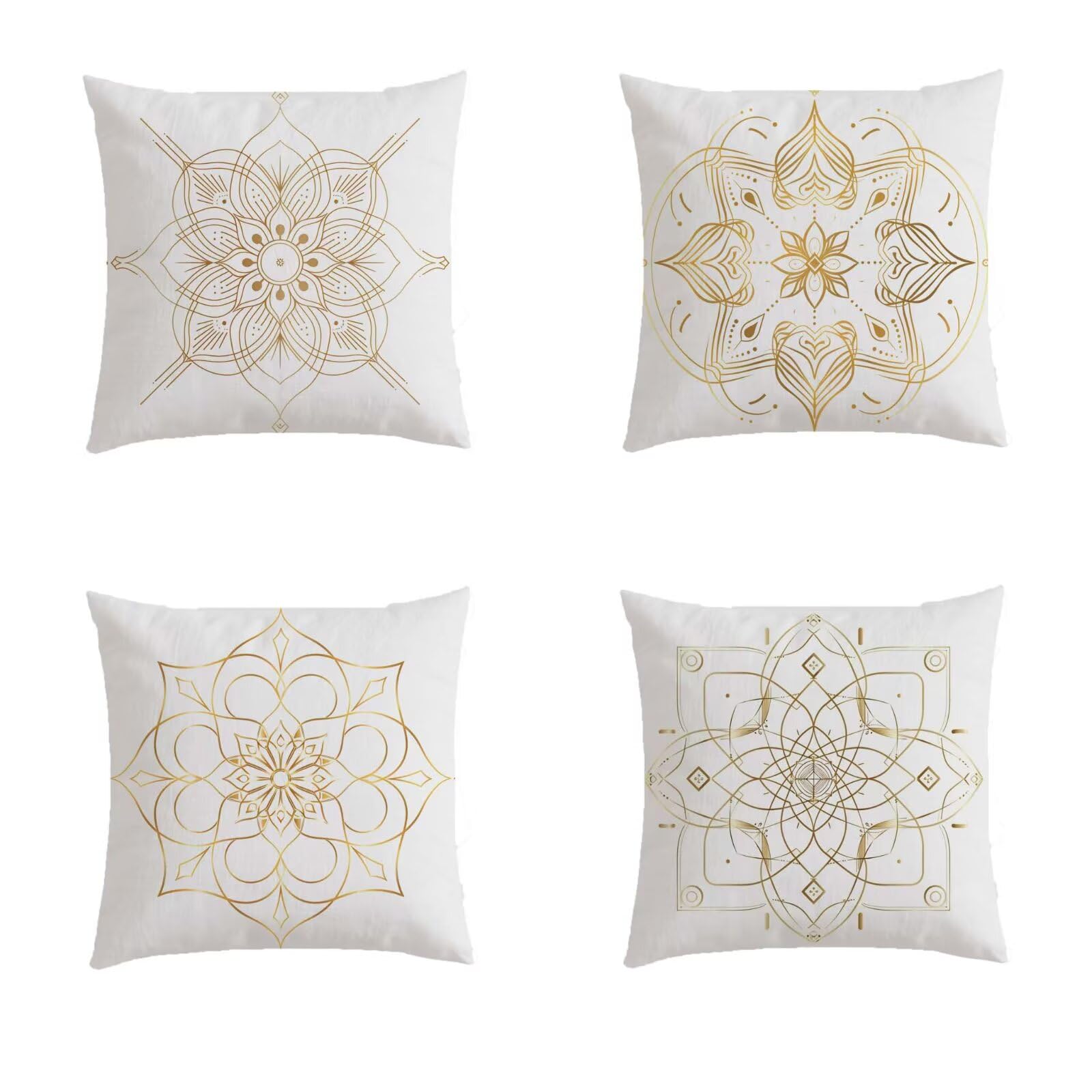 Housse de coussin 45x45 cm lot de 4 en lin avec impression double face et zip invisible
