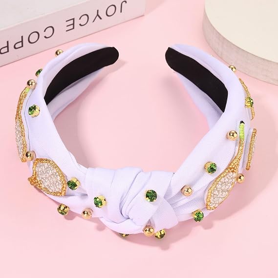 Game Day Knotted Headband Sports Tennis Volleyball Beaded Knot Headband Pearl Rhinestone Jeweled Wide Twist Head Band Game Day Accessories