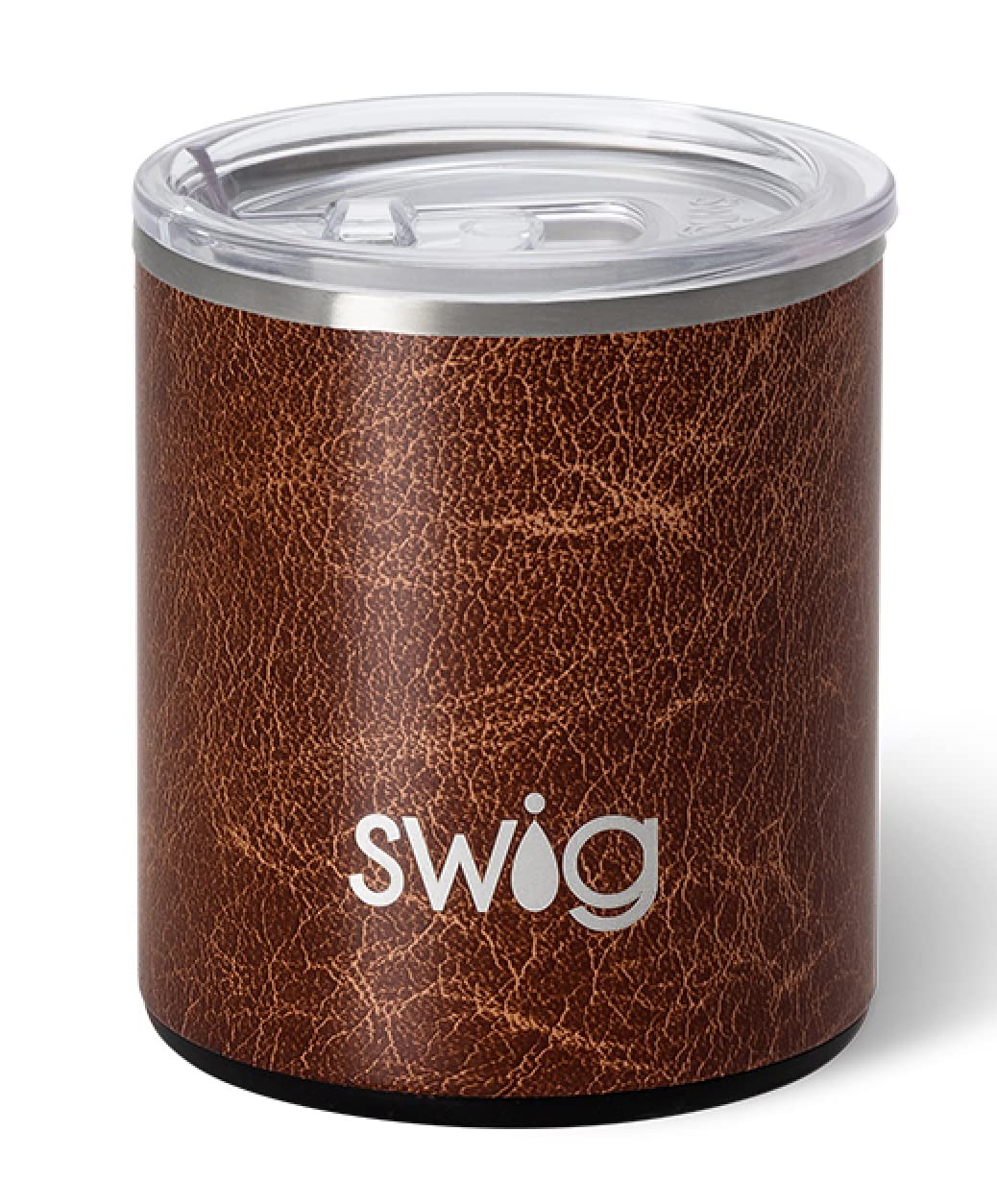 Swig Life12oz Lowball Tumbler, Triple Insulated, Stainless Steel Tumbler with Lid, Dishwasher Safe, Double Wall, and Vacuum Sealed Travel Coffee Tumbler (Leather)